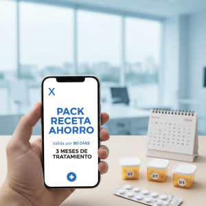 Pack Receta Ahorro para 90 días de tratamiento médico online en Chile.